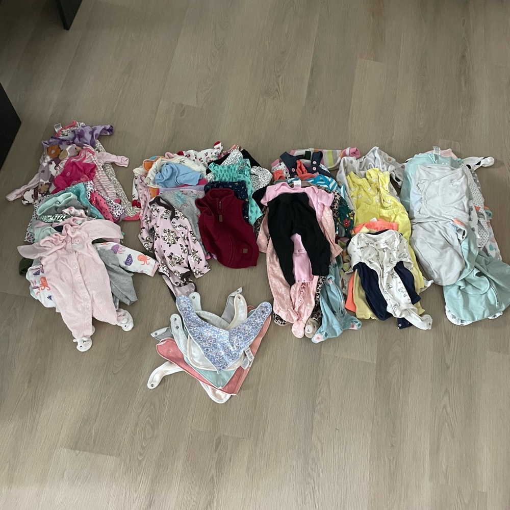 0-6 month baby girl clothes huge bundle lot